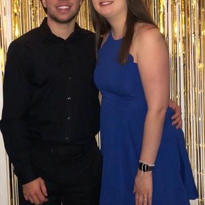 Romwe Royal Blue Scalloped Dress